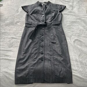 Calvin Klein Charcoal Button-Front Midi Dress with Waist Tie